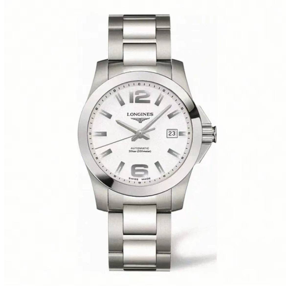99新 Longines/浪琴 康卡斯L3.676/39表径/白盘/全套经典防水简约