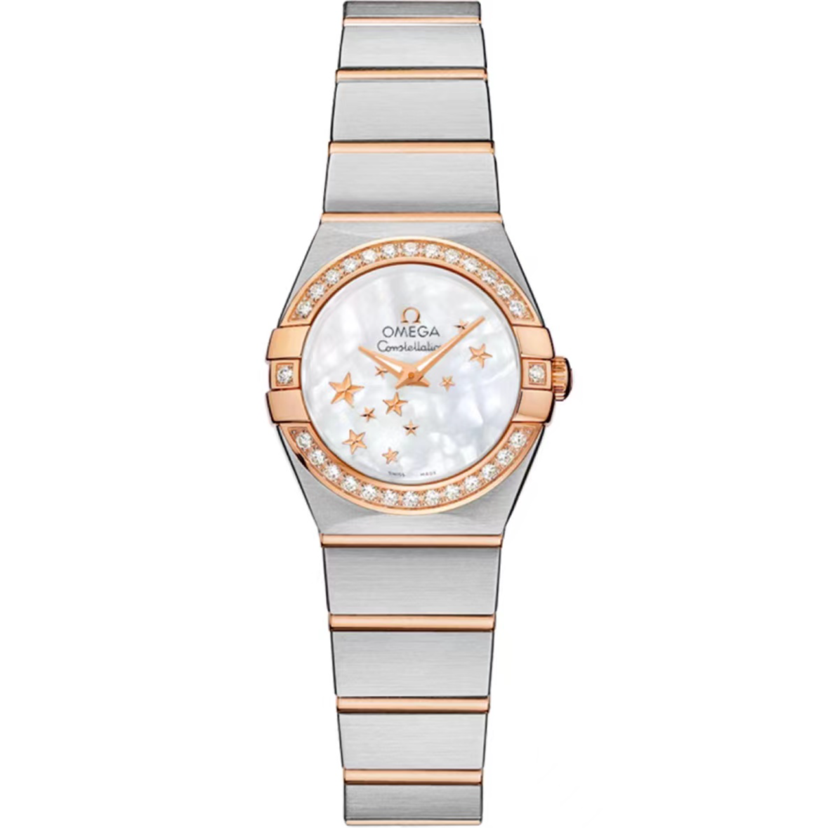 99新 Omega/欧米茄 喜物/星座系列贝母盘女表/表径24石英间金镶钻