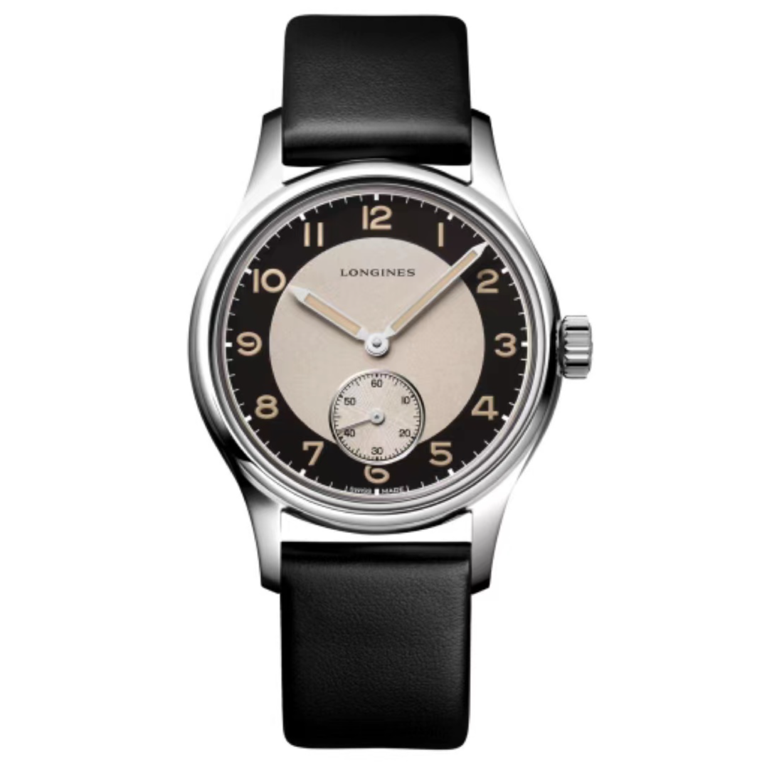 99新 Longines/浪琴 经典复古燕尾服L2.330表径38.5黑盘真皮名表