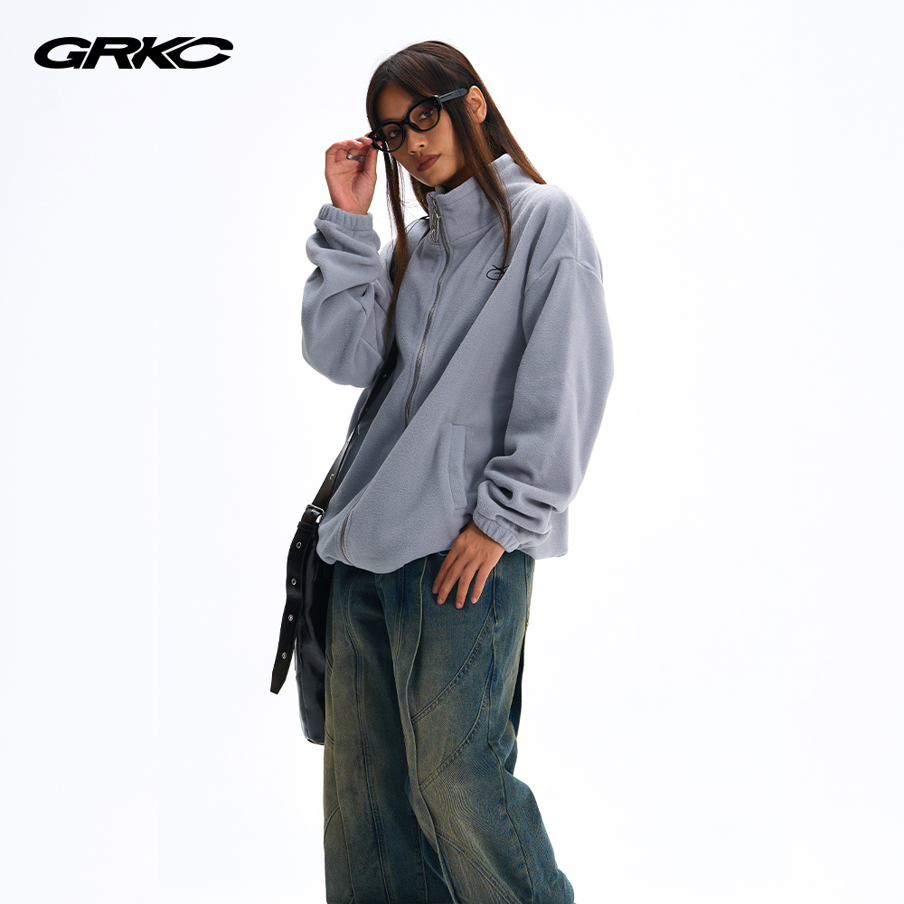 GRKC吉尔卡克 摇粒绒立领开衫拉链外套秋冬保暖上衣复古情侣卫衣
