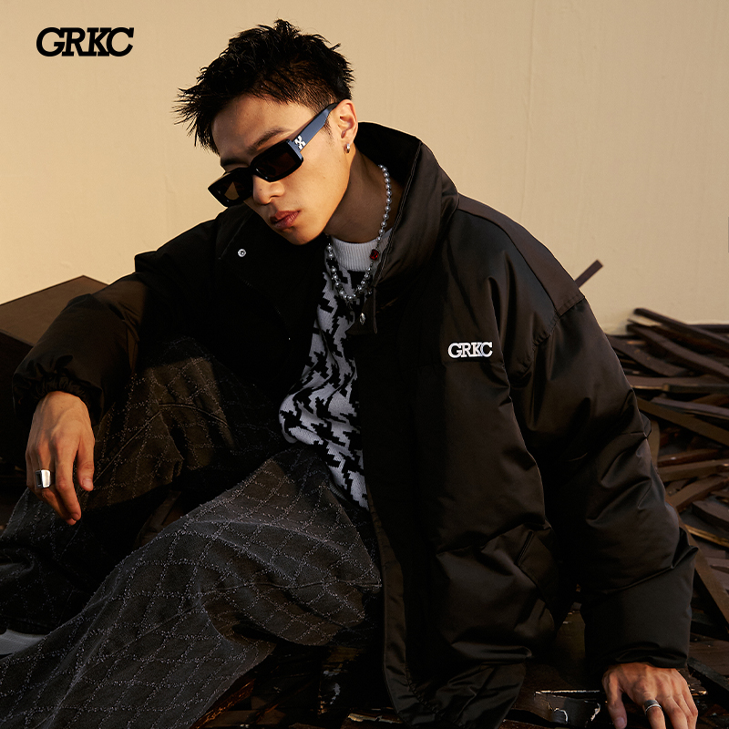 GRKC吉尔卡克 立领基础棉服国潮牌街头嘻哈宽松男女同款休闲外套