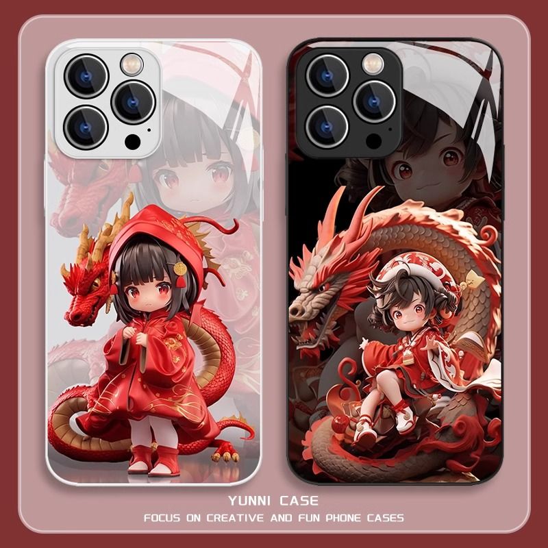 龙女苹果15ProMax手机壳14plus创意全包13玻璃壳12mini/11二次元
