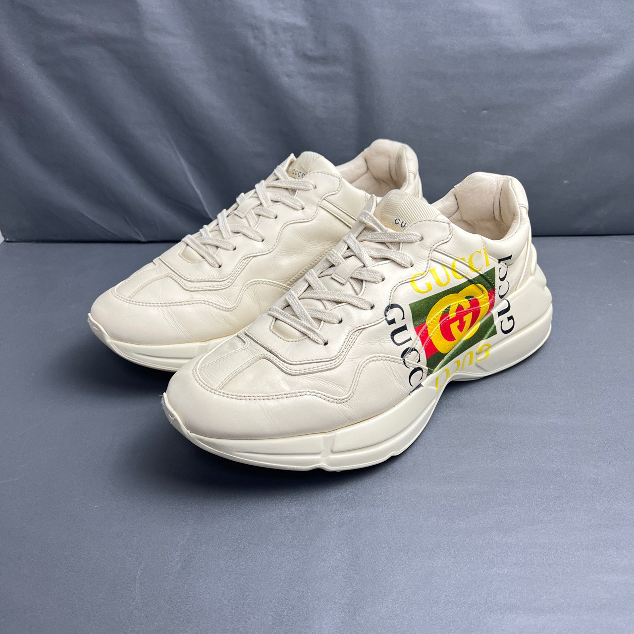 90新 GUCCI/古驰 双G标识logo老爹/8(42)码/9新/内衬瑕疵/A0054