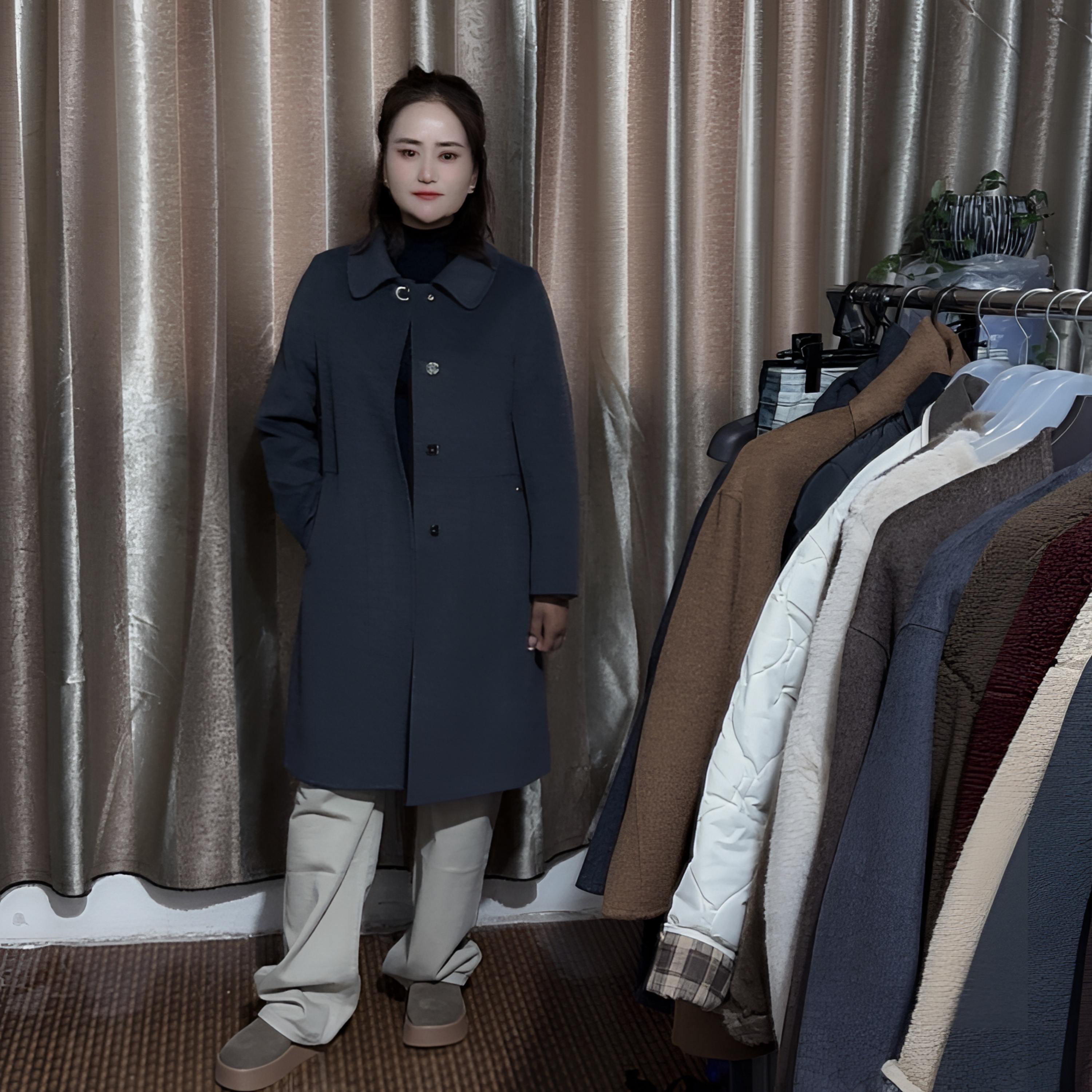 新款韩版长款双面呢大衣女外套