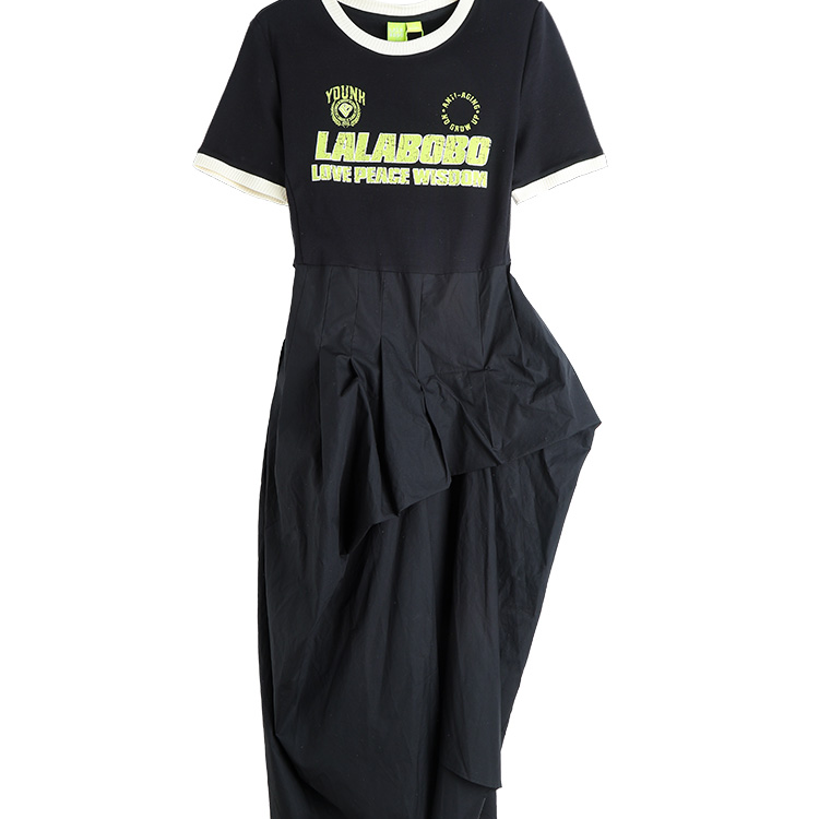 杭州不退不换LALABOBO休闲简约字母拼接连衣裙女士|LBDB-WLZY28