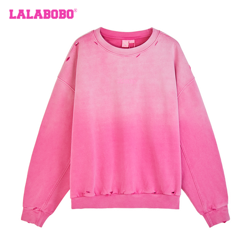 武汉LALABOBO渐变字母针织上装时尚长袖休闲百搭宽松LBDC-WSTS16