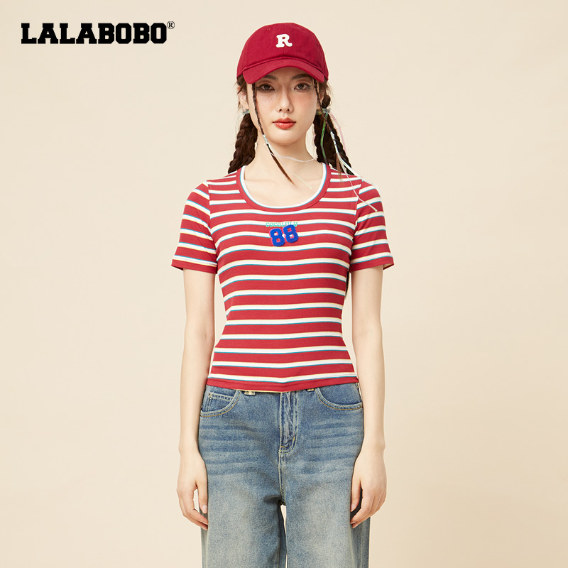 石家庄奥莱(不退不换)条纹简约修身打底辣妹T恤女CBCB-WSDT31