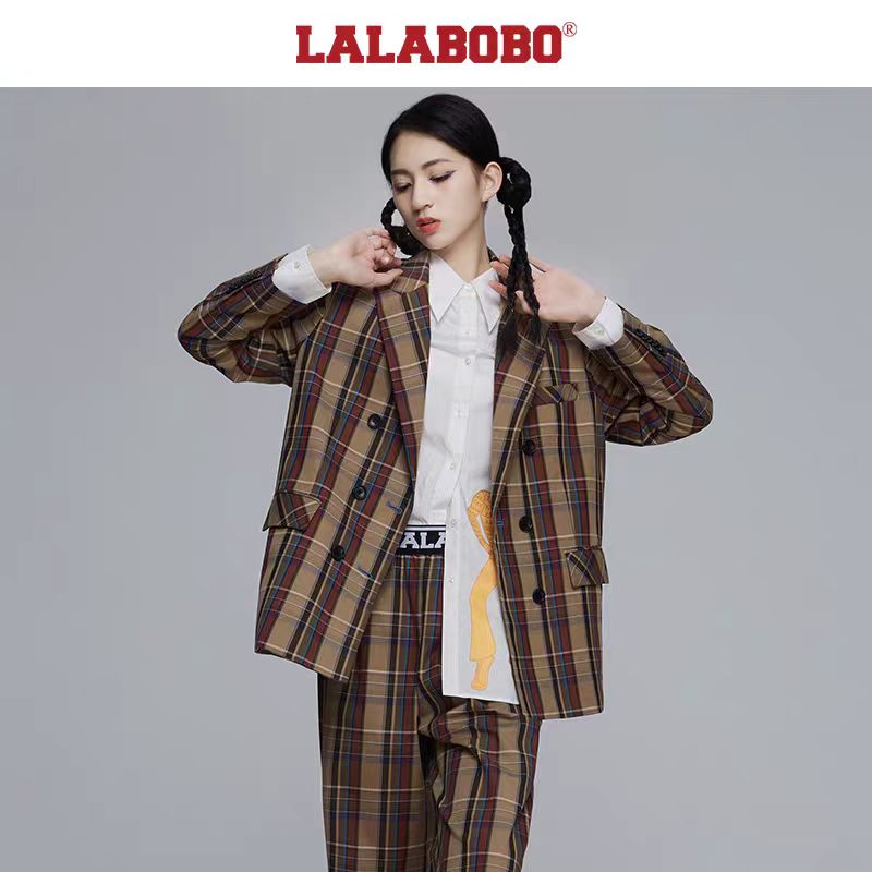 武汉（微瑕不退不换）电子音浪格纹梭织套装-上装L21C-WSXW13