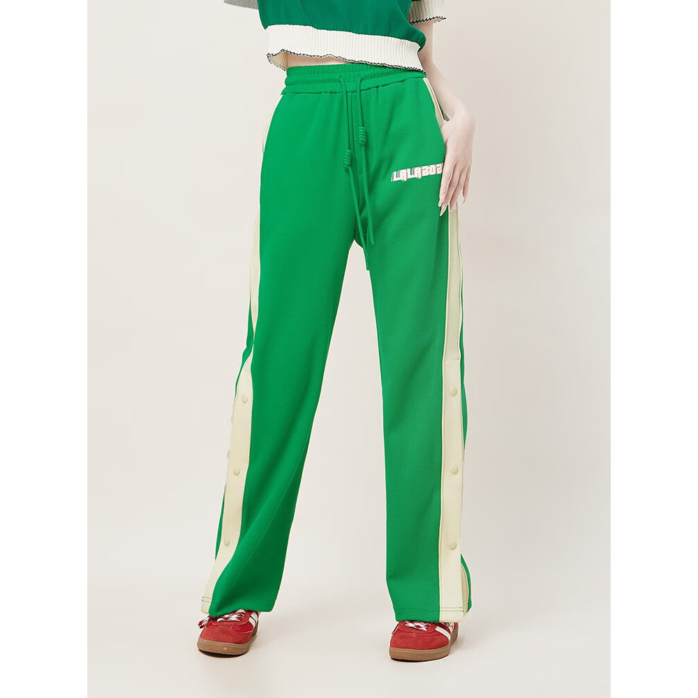 拉拉波波夏新款侧开叉高腰宽松显瘦休闲裤女LBCB-WXZC19