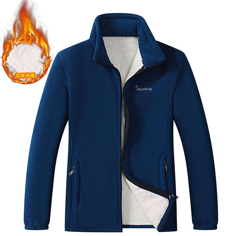 羊羔绒男士秋冬外套韩版加绒加厚保暖抓绒衣立领摇粒绒男休闲夹克