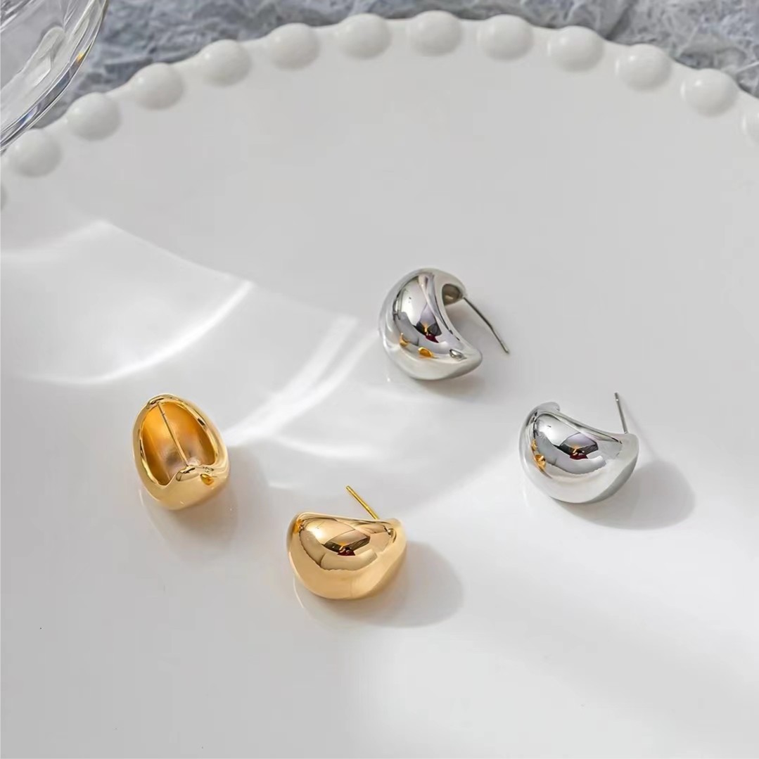 韩汝 铜合金耳饰 宋慧乔同款金属水滴耳环女小众设计感百搭耳钉