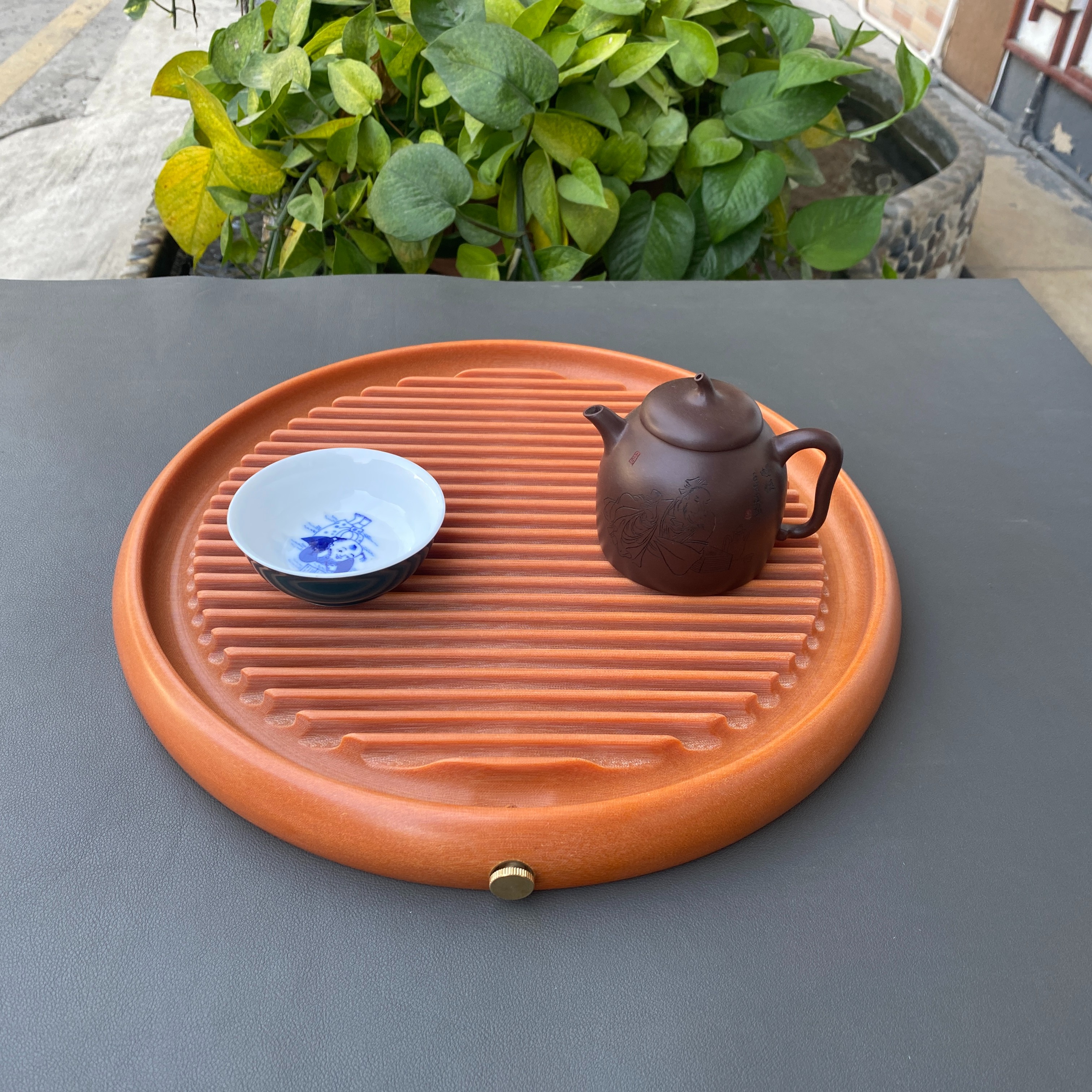 殿木堂高密度小型干湿两用素盘32*3简约轻便茶盘高档精美家用手工