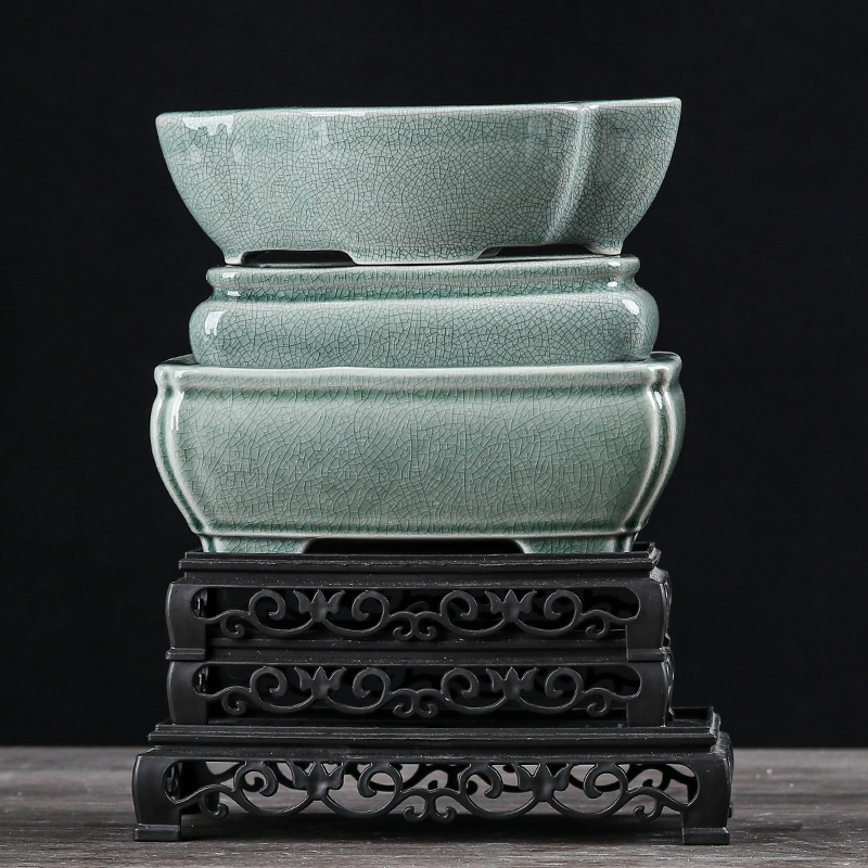 【直播浮力567】15.5*11*6cm/14*10*5cm到手3个花盆+3个底座长方