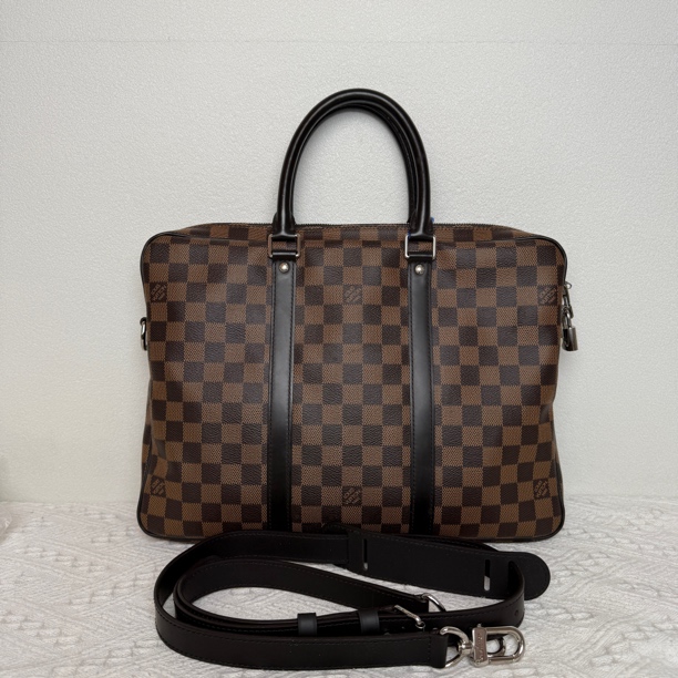 99新 LouisVuitton/路易威登 97新/4050经典棕棋盘格手提公文包