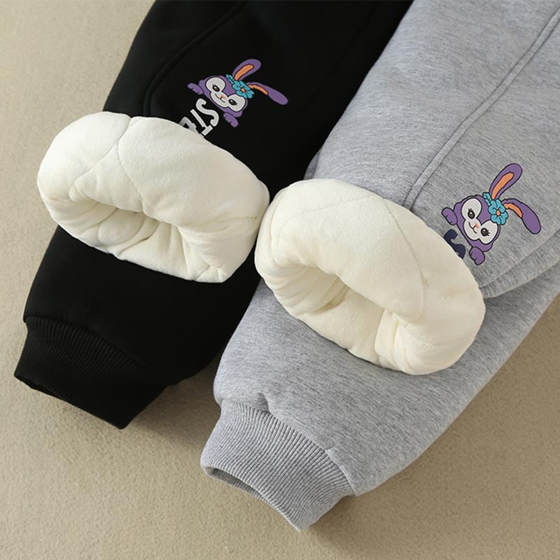 女童棉裤冬季外穿儿童三层夹棉加厚裤子大童一条过冬加绒保暖卫裤