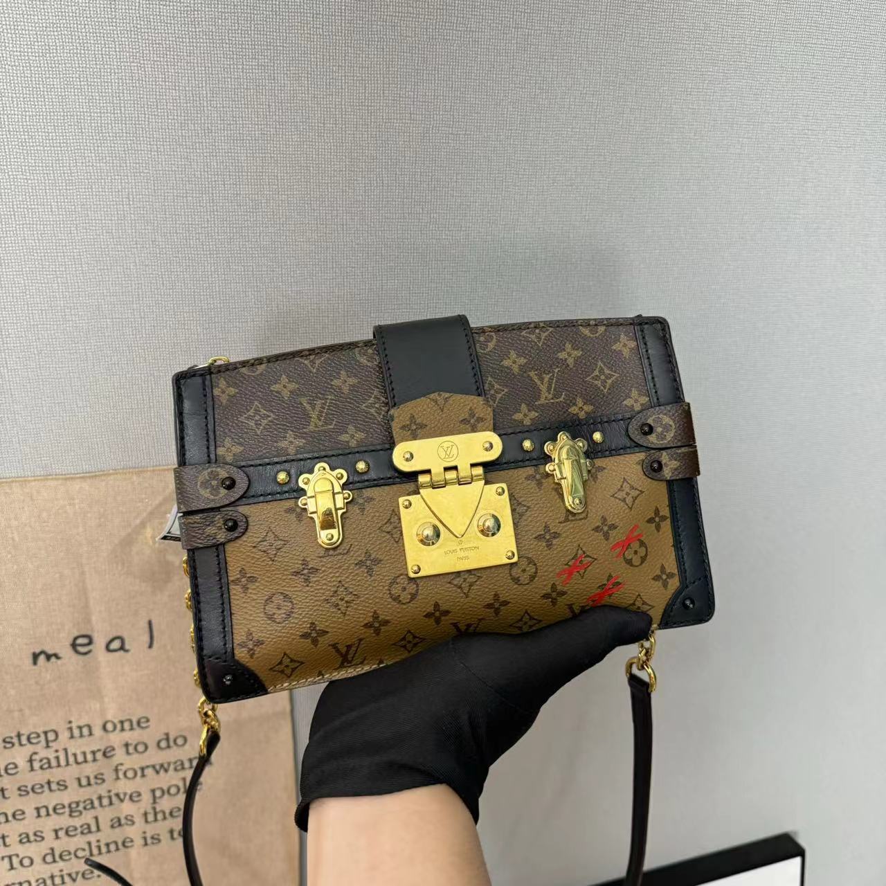 95新 LouisVuitton/路易威登 lv老花软盒子包芯片款/斜挎包单肩包