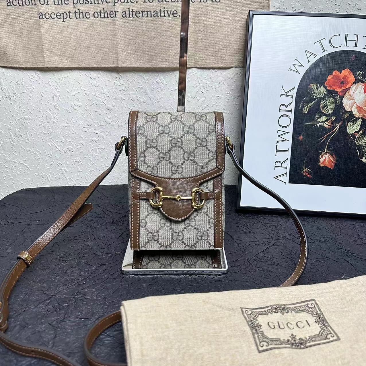 95新 GUCCI/古驰 古登中古/古驰手机包/gucci斜挎包/老花单肩包