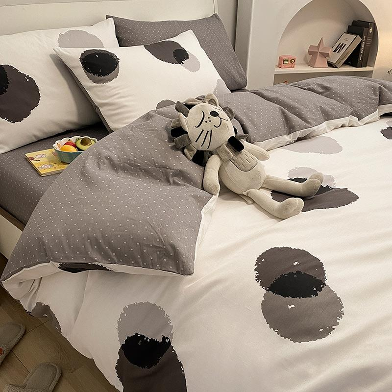 水星家纺北欧风四件套纯棉全棉100简约床单被套宿舍三件套床上用