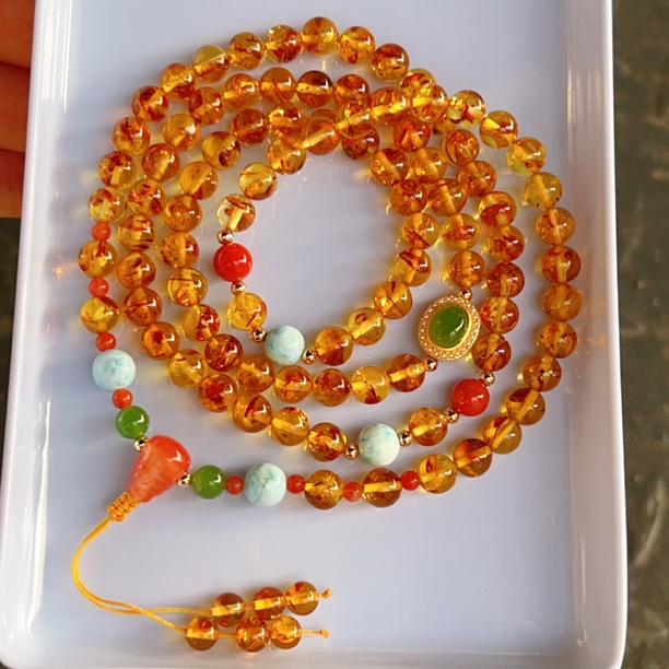 7mm➕花珀DIY多圈手链/项链女士两用款