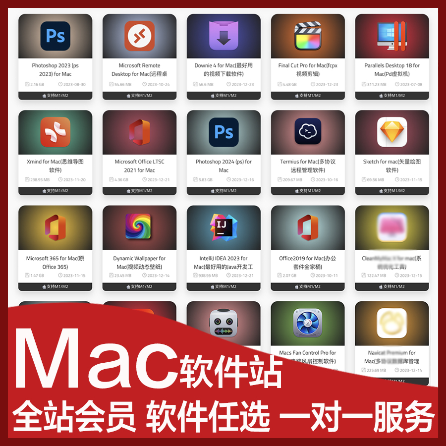 Mac苹果电脑软件网站会员安装下载应用APP技术一对一辅助办公服务