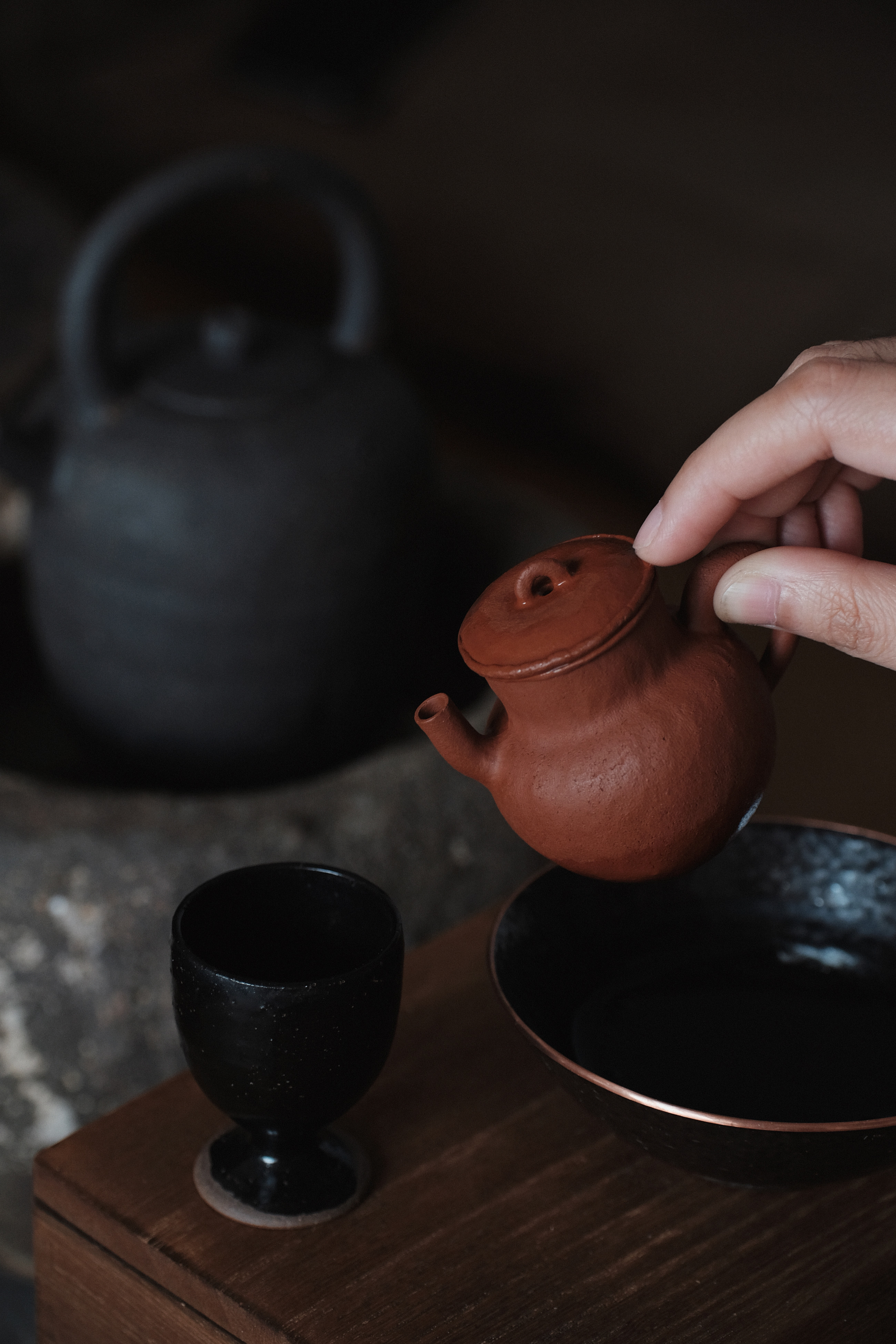 大合小满出品 朱泥手捏小壶75ml