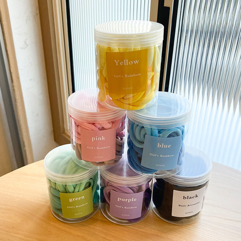 【50条罐装皮筋】李汶霖少女渐变色无接缝发绳彩色发圈高弹头绳皮筋