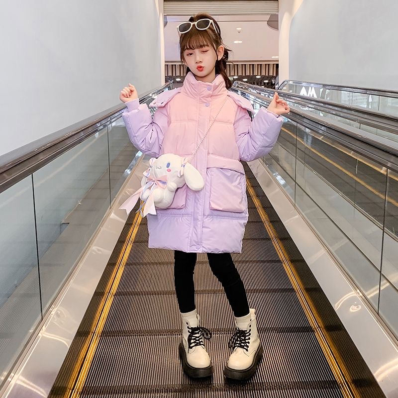 冬季女童加厚棉服小女孩中长款休闲棉袄韩版时尚爆款羽绒新款洋气