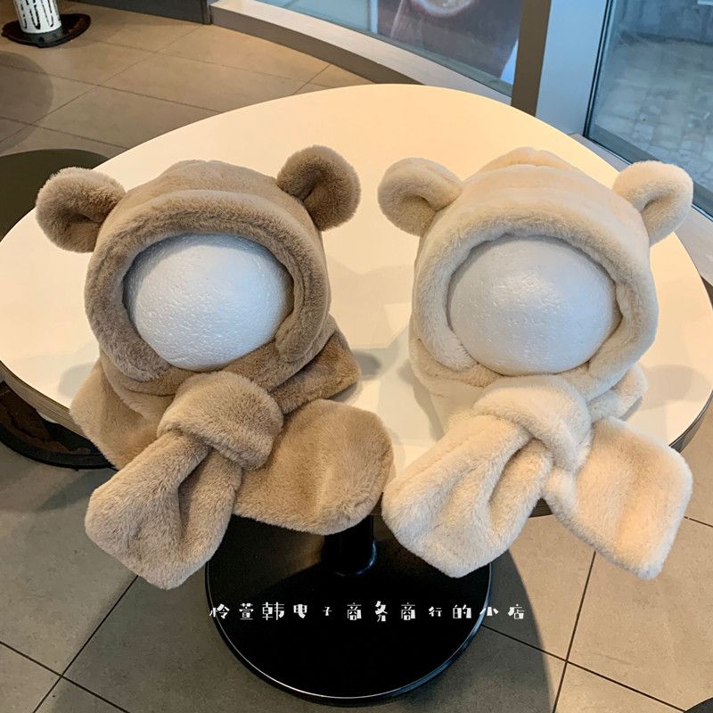 龙萌宝宝帽子围巾一体帽秋冬男婴儿冬季加绒保暖毛绒帽儿童围脖女