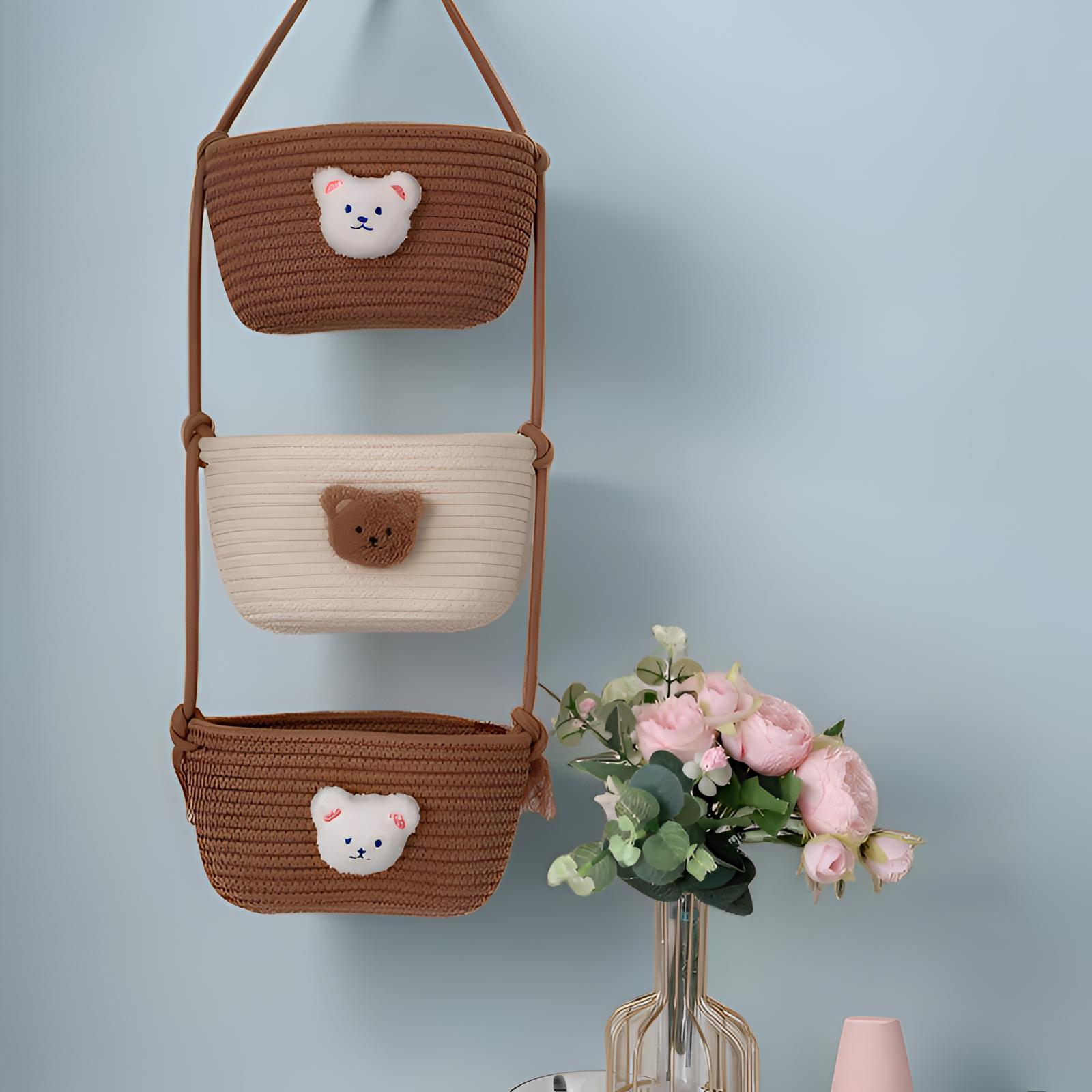 韩国原版特大三层小熊挂篮纯棉，可水洗，收纳篮拼接叠大号