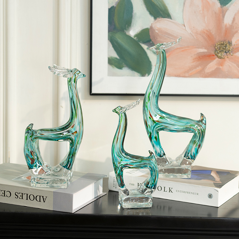 bofan/柏梵高档琉璃鹿摆件客厅电视柜酒柜装饰品轻奢乔迁新居摆件