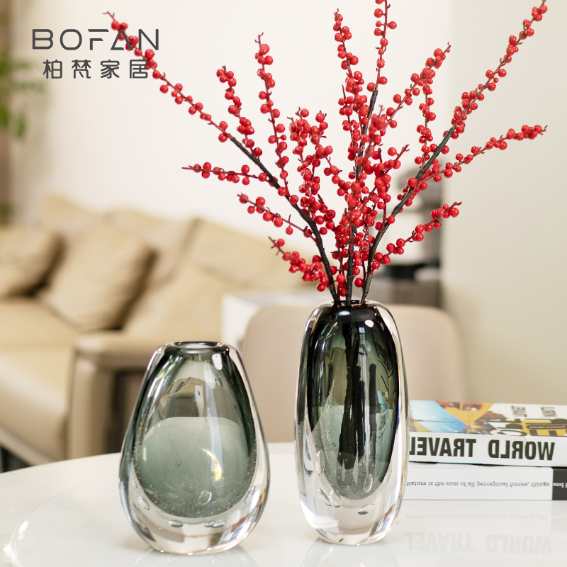 bofan/柏梵【气泡灰】极简琉璃花瓶精致现代玄关简约高档装饰摆件