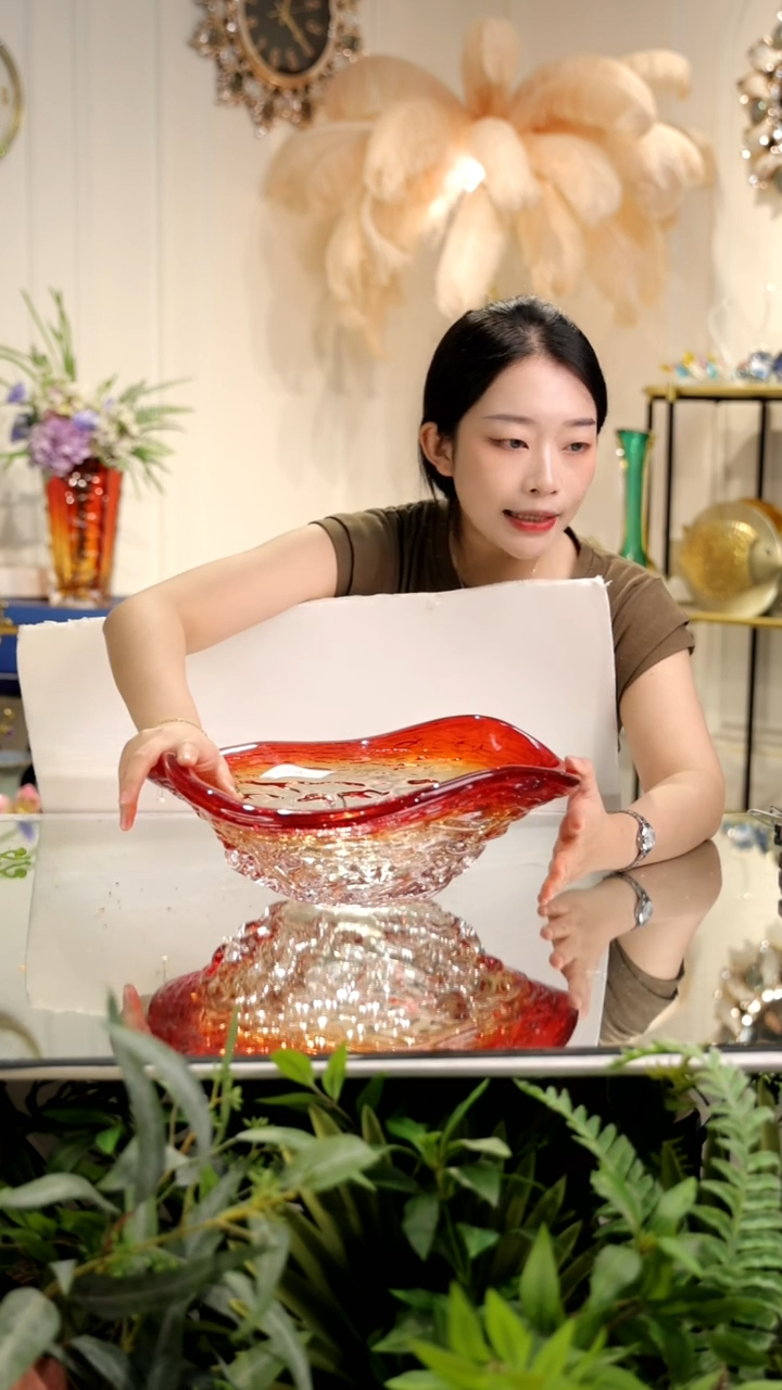 【闪购商品】金红琉璃果盘