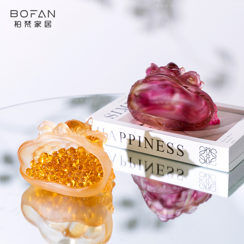 bofan/柏梵古法琉璃吞金兽招财摆件貔貅客厅书房电视柜收纳工艺品