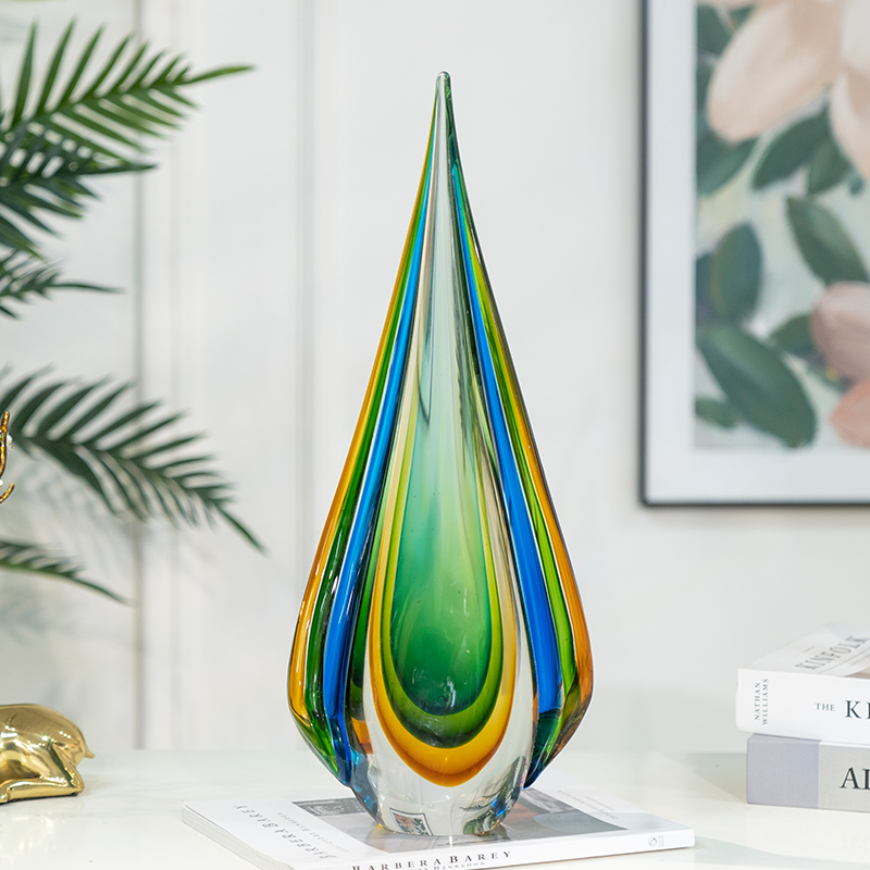 bofan/柏梵水滴螺旋摆件多色渐变彩色水滴琉璃抽象简约工艺品摆件