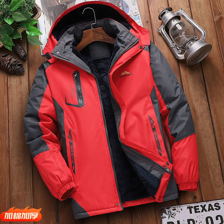 2024秋冬季登山保暖防寒男装冲锋衣男士防风防水棉服加绒加厚外套
