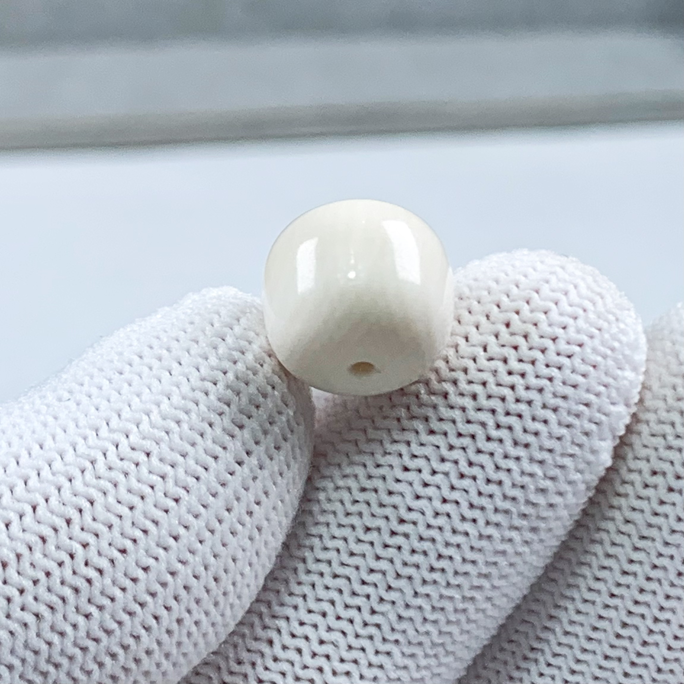 《三姐文玩》猛犸牙冰料 原色老型单颗桶珠 10mm