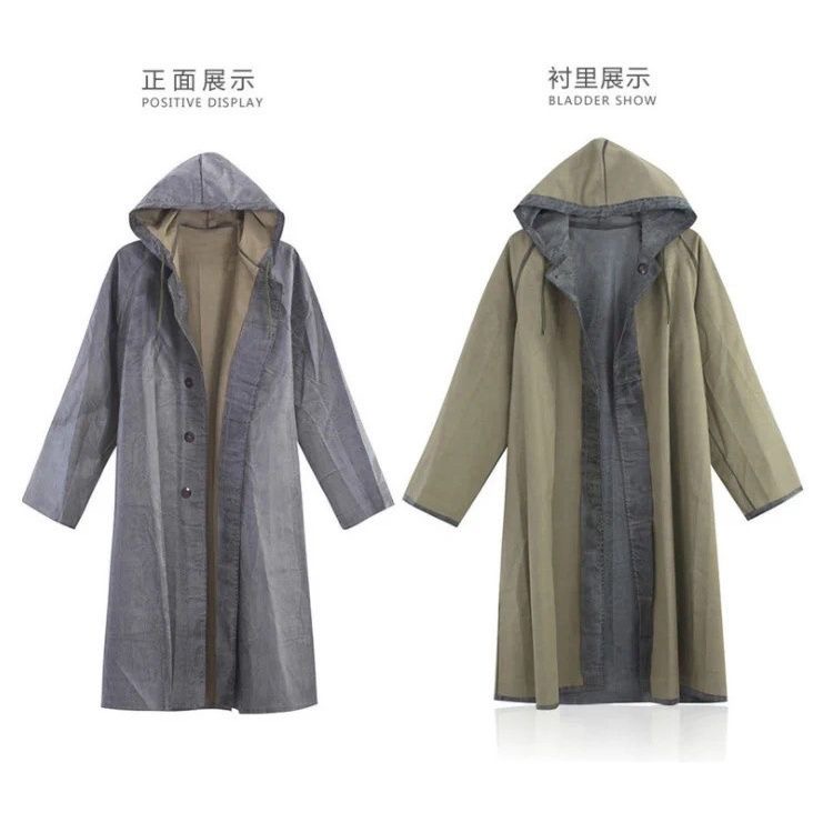 老式双面带袖雨衣男女士连体长款工地加厚户外防水雨披