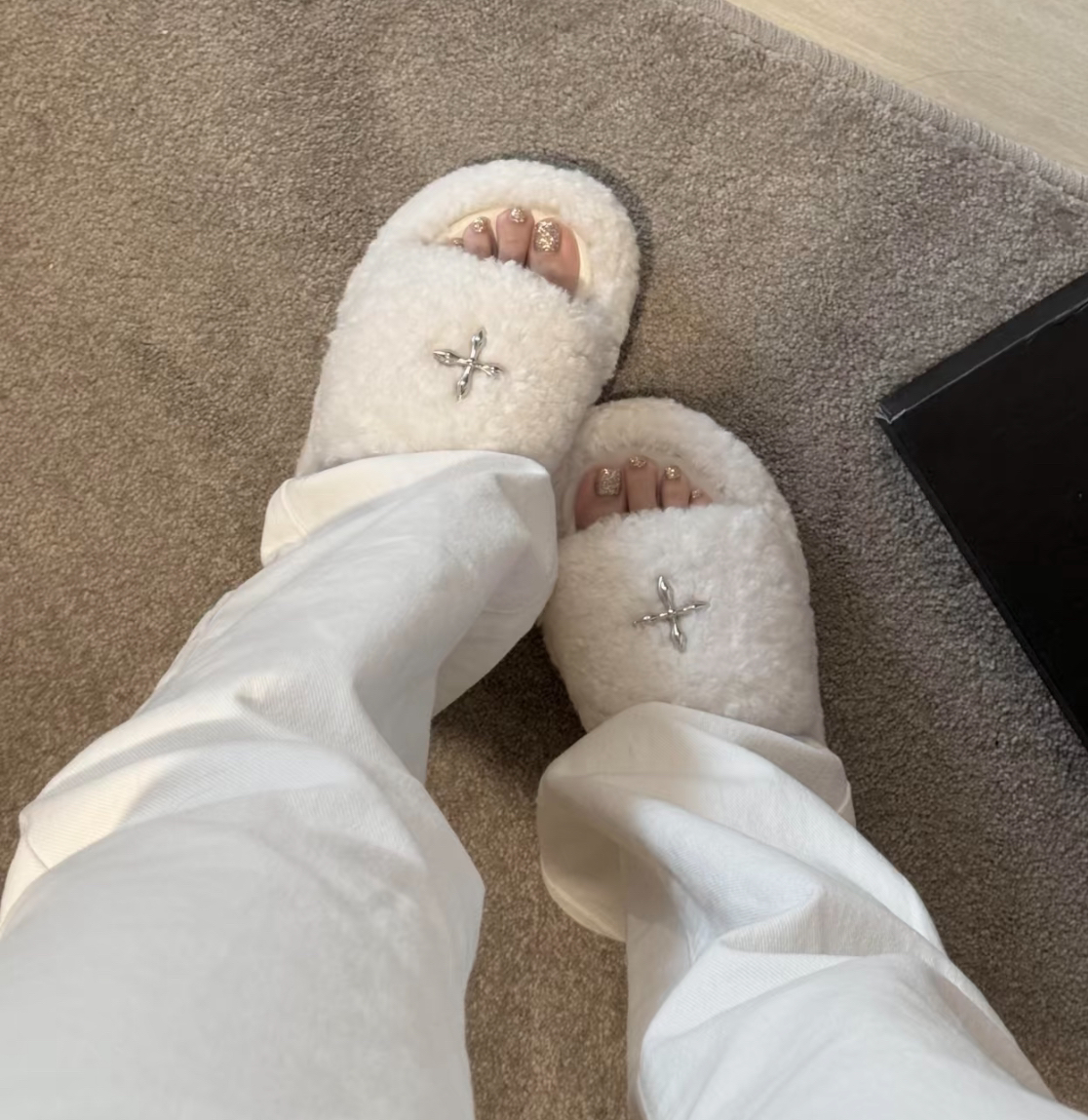 5cm慵懒百搭厚底增高显腿长厚底毛毛拖防滑网红居家外穿毛绒冬季