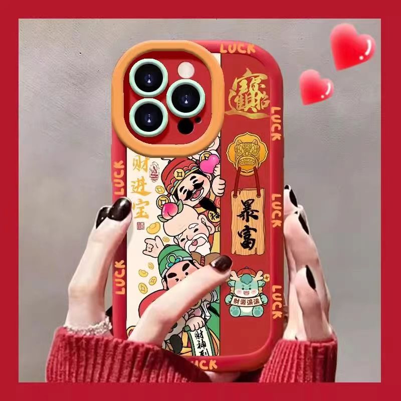 白框财神适用iphone15pro/14手机壳苹果13/12/11华为vivo小米oppo