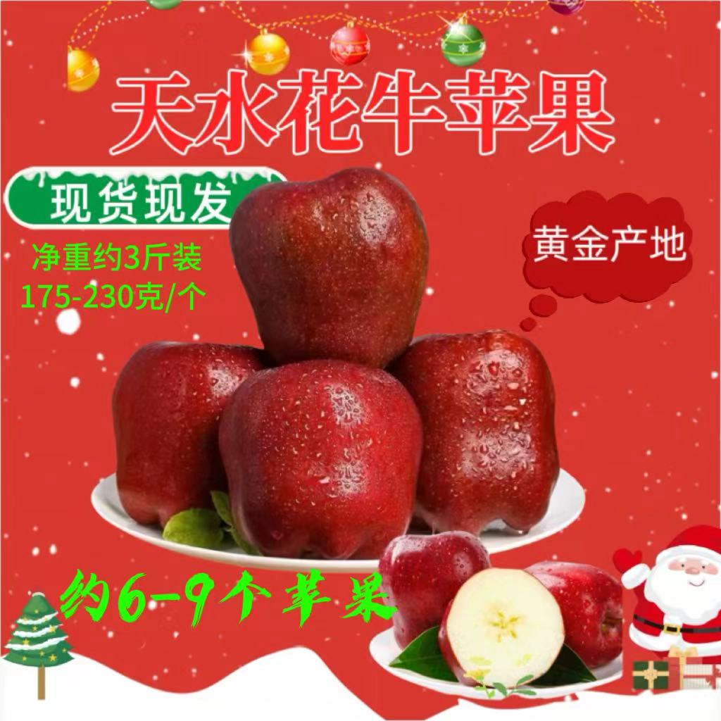 天水花牛苹果新鲜水果净重约三斤装约6-9个每个约175-230克SYJ