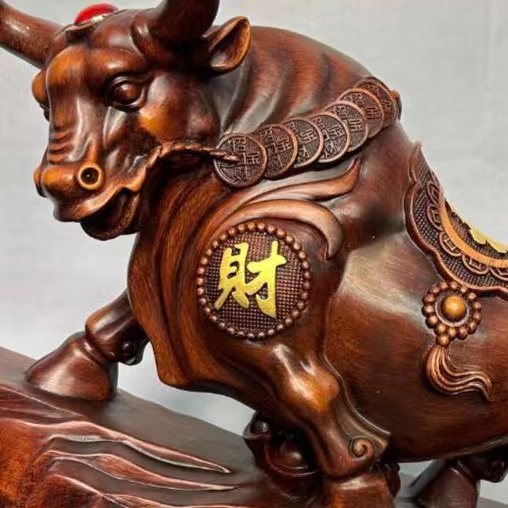 运势如虹福牛摆件办公室玄关客厅装饰品
