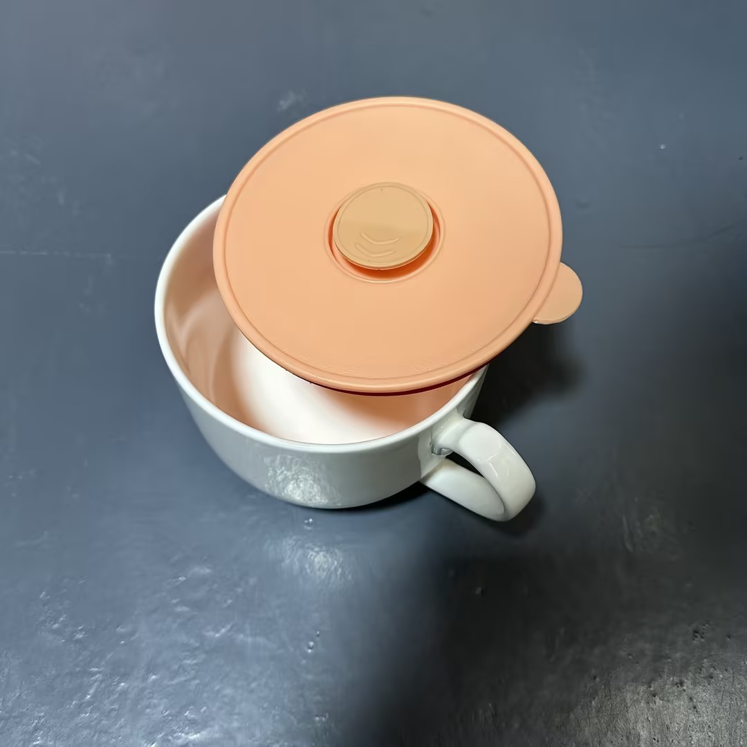 16*13cm 橙色 带把手白色陶瓷泡面杯带盖750ml 高温瓷