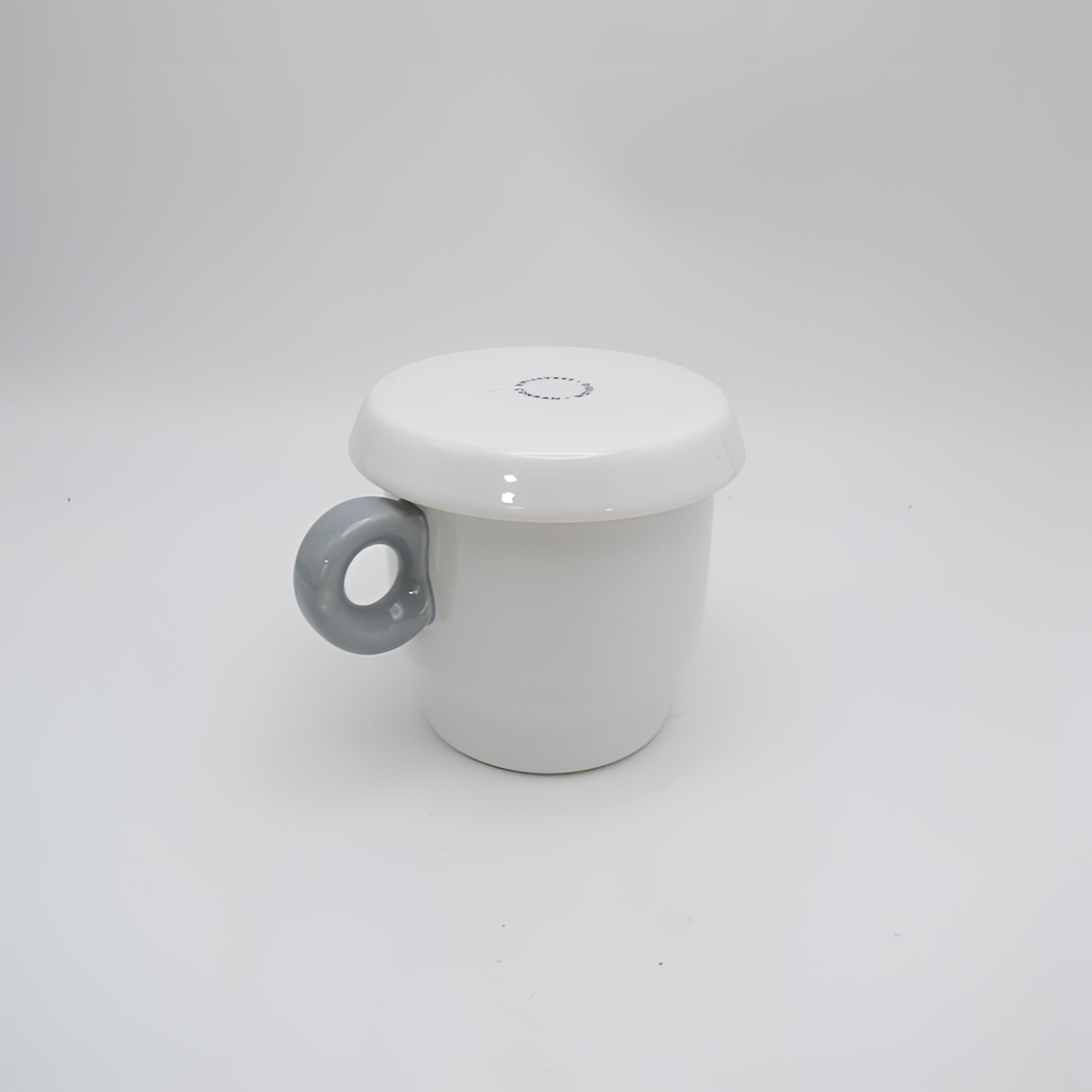 【夏日小酌】SC家/250ml 灰色手把带盖马克杯 高温瓷
