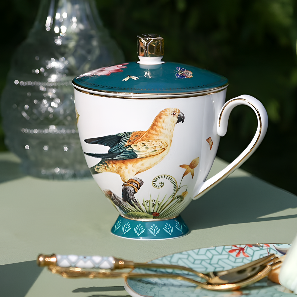 【 春风燕雨】 300ml咖啡杯 盖杯（鸟） 