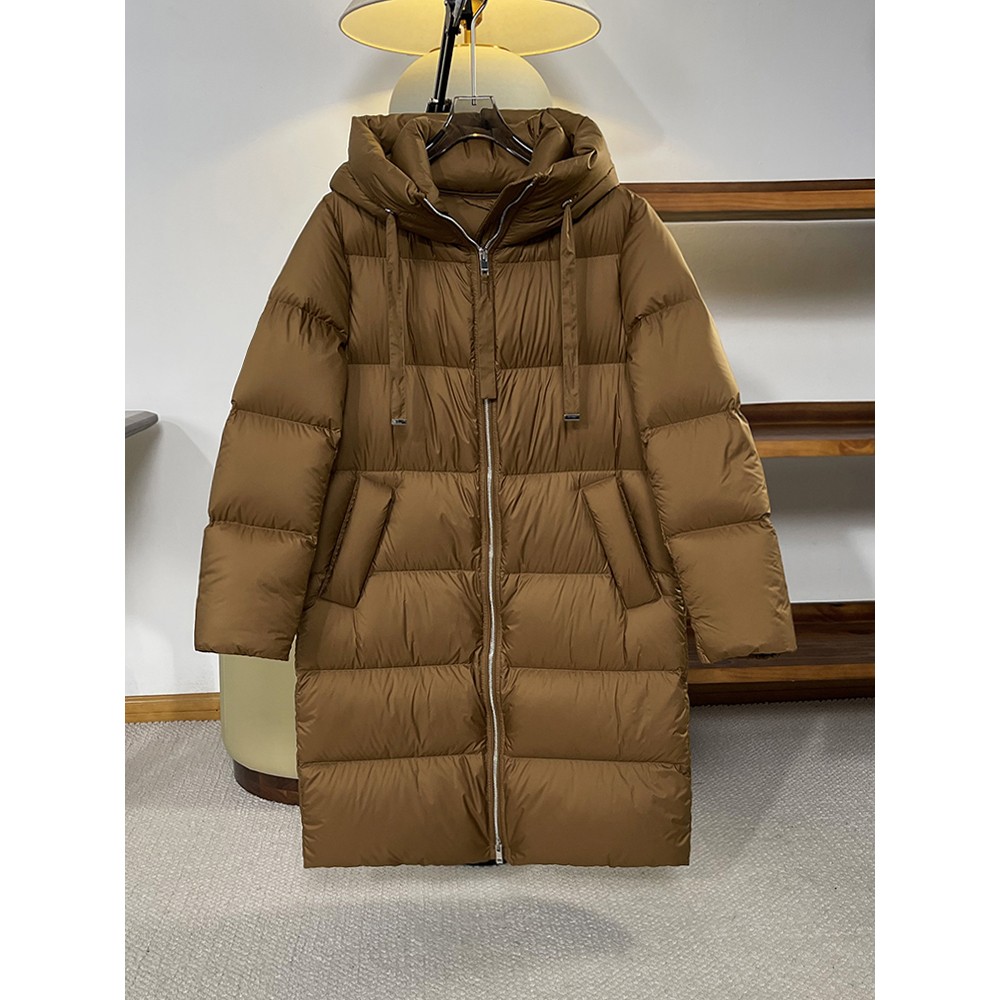 【90白鹅绒】嵿奢御寒温暖蓬松连帽中长款轻薄鹅绒服女泡芙羽绒服