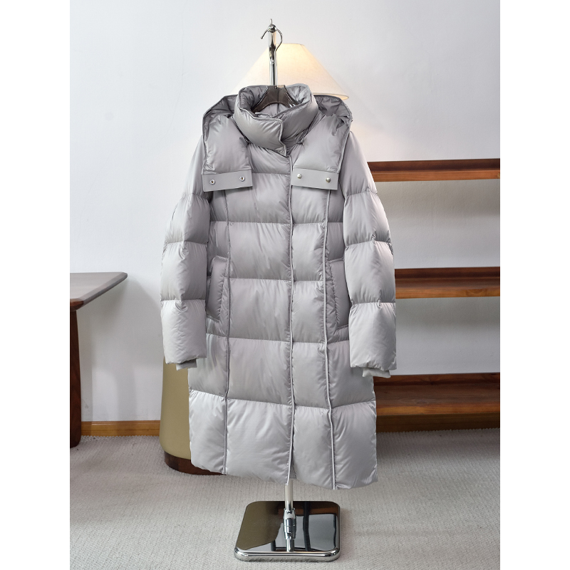 冬季新款 定制升级泡芙90白鹅绒中长款加厚羽绒服