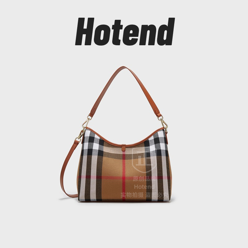 【美国Hotend】轻奢百搭carryal简约格子流浪包黑棕色约31*11*24cm