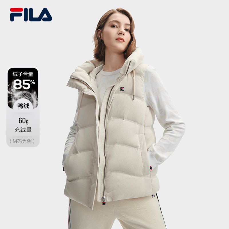 斐乐女装休闲百搭保暖连帽简约运动加厚羽绒马甲F11W341911F