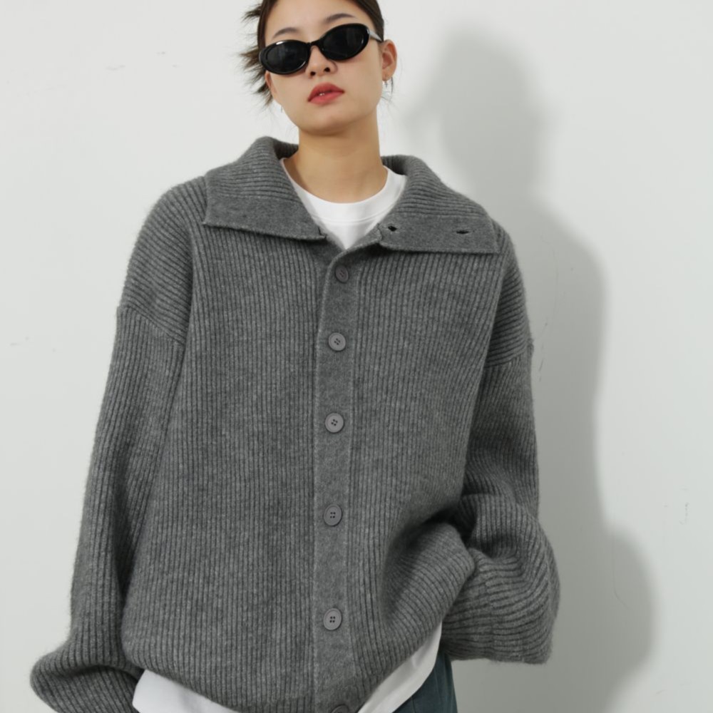 洛边 人手一件！厚实粗棒针织毛衣宽松开衫冬季新款上衣百搭外套