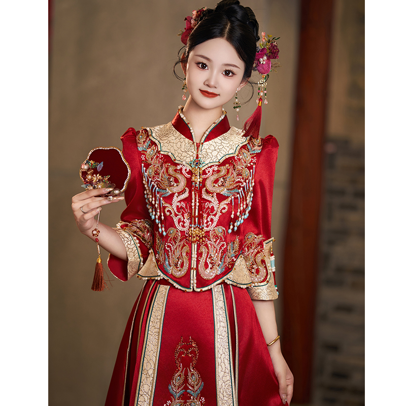 秀禾服婚服2025新款小个子新娘服中式礼服嫁衣出阁敬酒服旗袍174